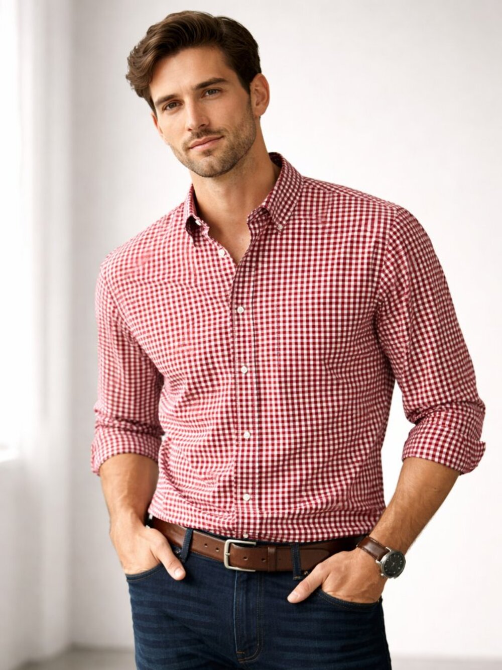 UNTUCKit Red & White Gingham Button-Down Shirt – Size XL (Relaxed Fit)
